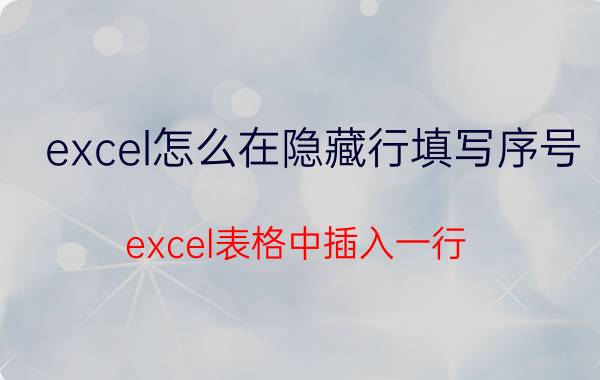 excel怎么在隐藏行填写序号 excel表格中插入一行，序号如何自动增加？